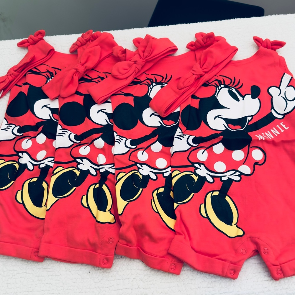 Red Minnie Mouse Baby Romper 24 Mo